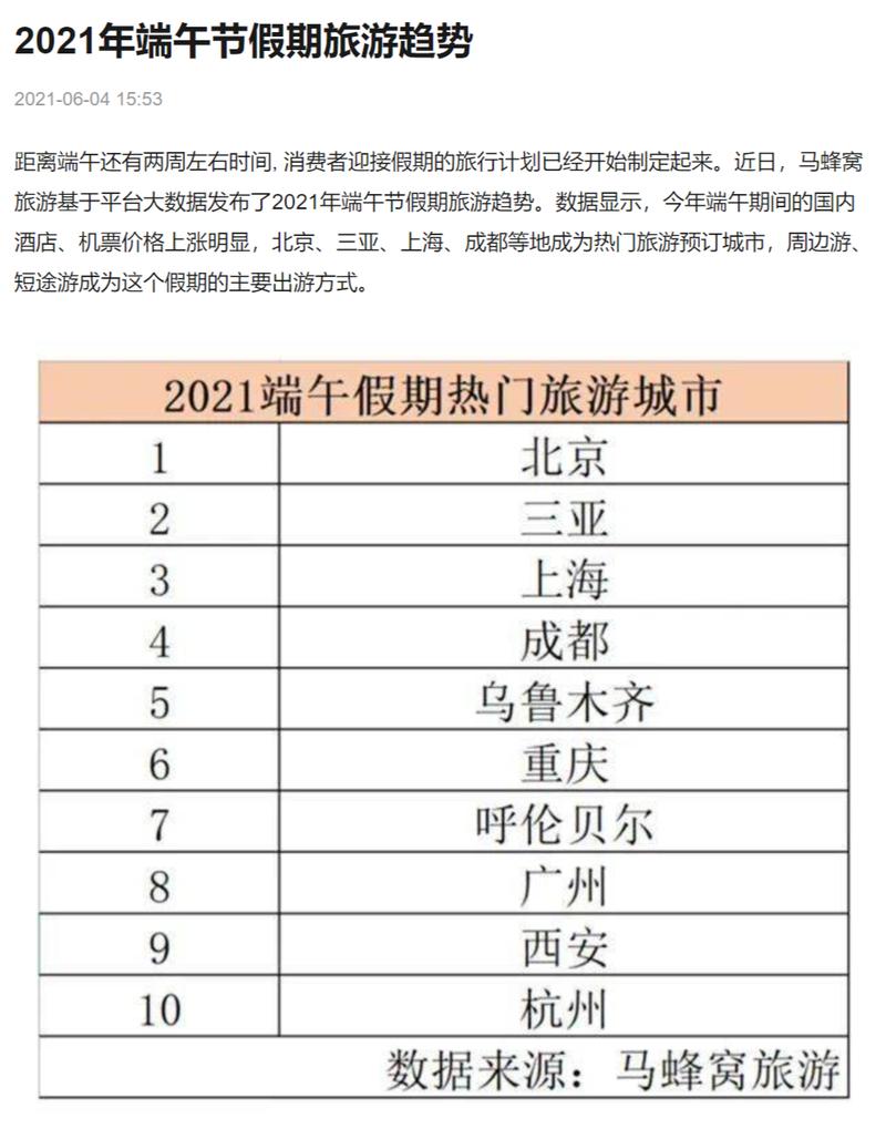 端午假期中短途出行占比较高