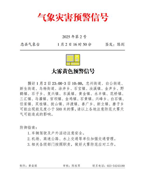 陕西省黄龙县发布大雾黄色预警