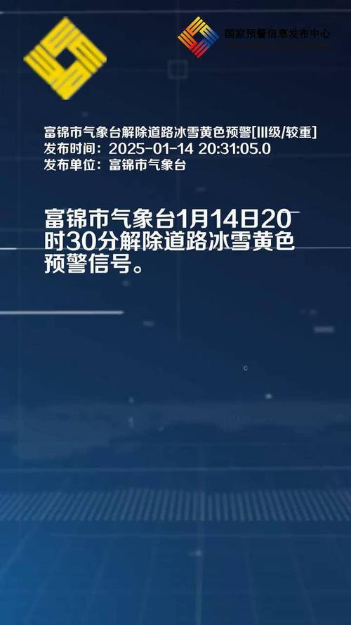 黑龙江省富裕县发布道路冰雪黄色预警_3
