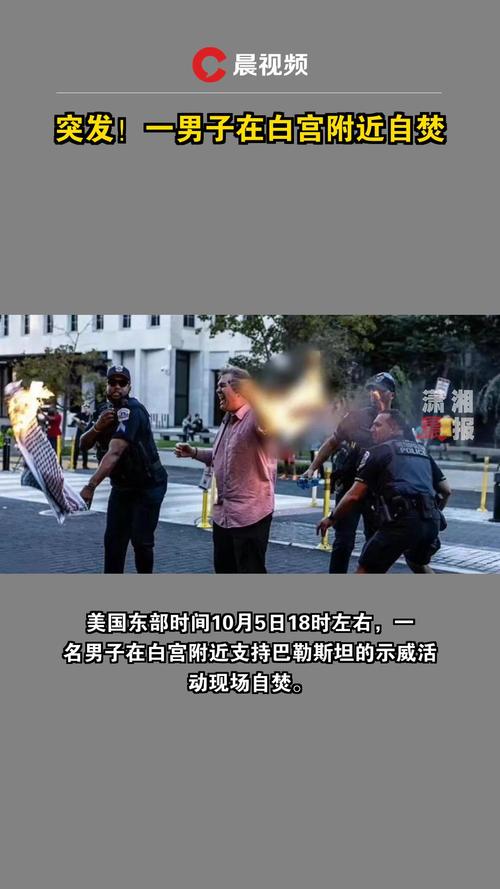 美国白宫附近举行支持巴勒斯坦示威活动 一男子在现场自焚